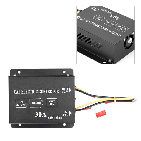 Bil Lastebil 30A 360W DC 24V til 12V Strømomformer Elektrisk Spenningsreduserende Nedtrappingstransformator