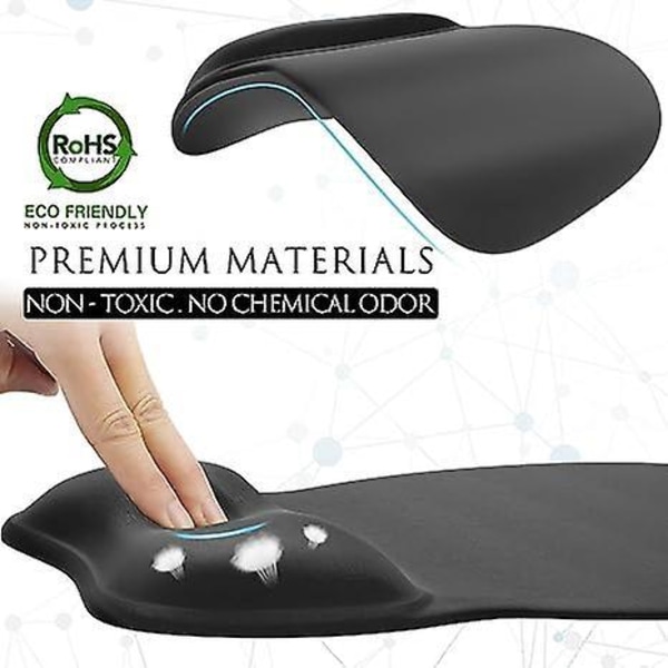 Ergonomisk musmatta med gelhandledsstöd, bekväm musmatta med slät handledsstödsyta och halkfri PU-bas för smärtlindring, lämplig för Comp