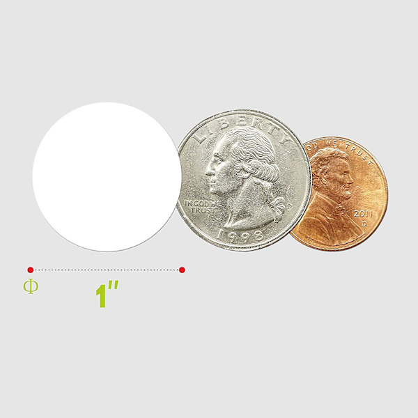 Hvite runde fargekodingssirkelprikker - 1500 stk. (2,5 cm diameter)