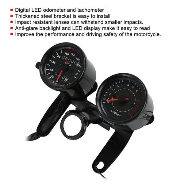 Universal Motorcykel Odometer Speedometer Retro Modificeret Instrument Tilbehør