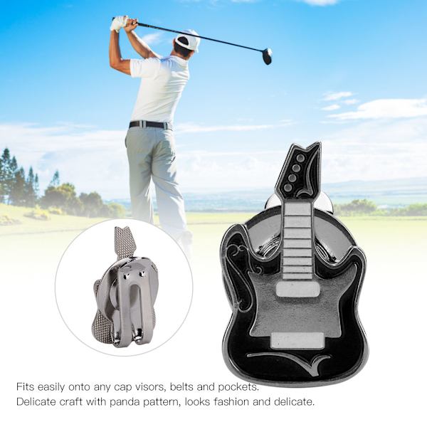 Metallisk magnetisk golfkeps hatt visir klämma bollmarkör tillbehör (svart gitarr)
