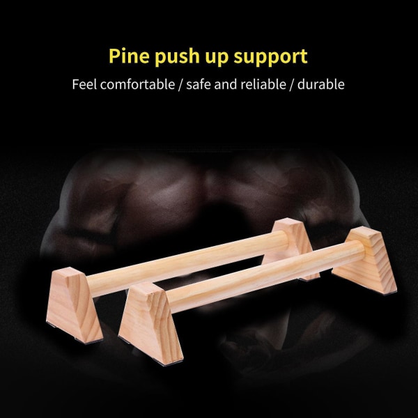 Fet håndtak bærbare push-up barer i tre for kroppsbygging - 40 cm firkantede designparalletter