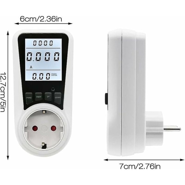 Högprecisions 3680W Max Power Socket Meter med LCD-display