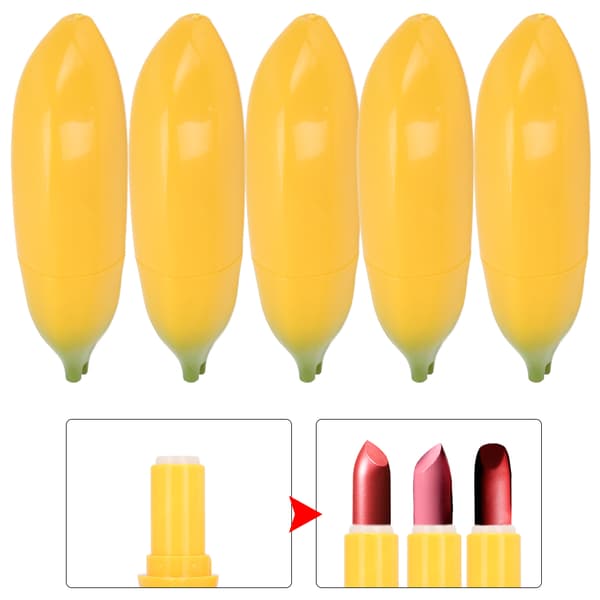 5 stk. bananformet DIY tom læbestifttube læbepomadeflaskebeholder indvendig diameter 12,1 mm