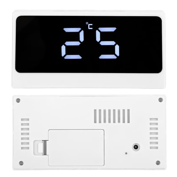 LED Digital Väckarklocka Tyst Smart Temperatur Datum Lysande Storbildsskärm Sminkspegel (Vit)