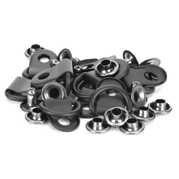 100 sæt snørebåndskrog D-ring øjespænde messing sko læder DIY nitteværktøj mat sort 9x14mm