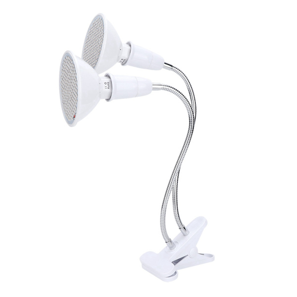 24W E27 Dubbelhuvud 400 LED Växtväxtljus med Skrivbordsklämma Hållare för Växtväxt 85‑265V