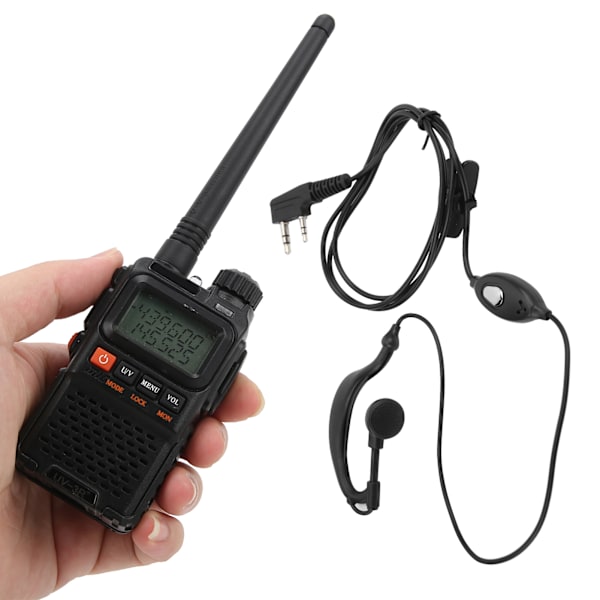 Bärbara Walkie Talkies Set Handheld LCD Display Walky Talky med Hörlurar 100‑240V Svart EU-kontakt 100‑240V
