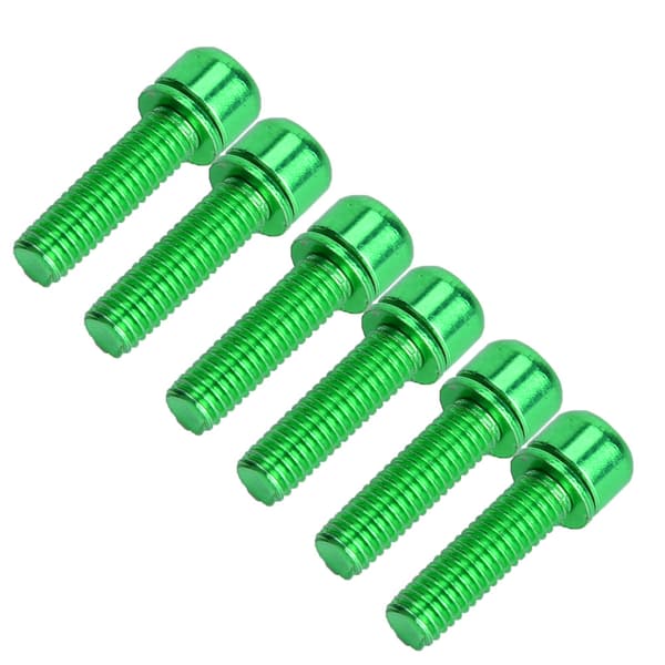 6 stk. M5x25mm cykelflaskeholderbolte i titaniumlegering (grøn)