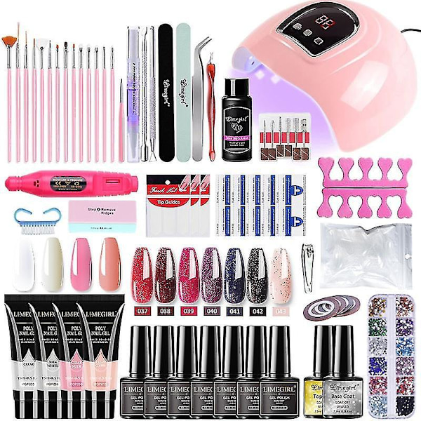 Nagelset: Nagellamp, Nageltorkare, Nagelborrmaskin - Manikyrset med Poly Nail Gel, Polish Set och Soak-off Art Tools China ZH159-5