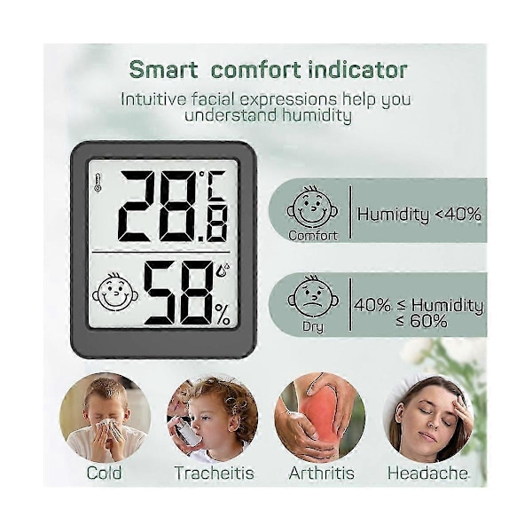LCD Digital Termometer Hygrometer Inomhus Rum Elektronisk Temperatur Luftfuktighetsmätare Sensor Mätare W