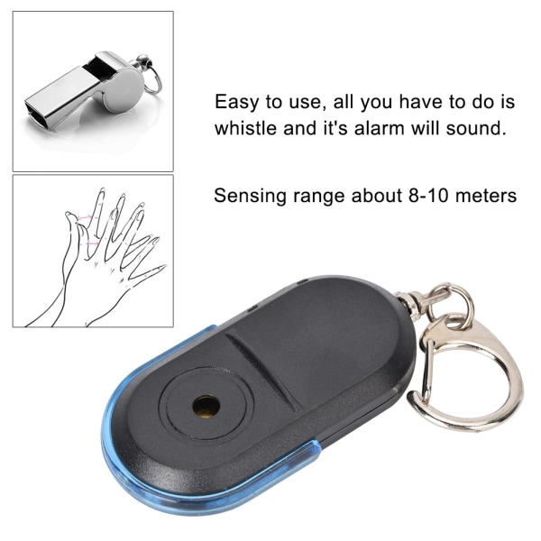 Trådlös Anti Lost Alarm Key Finder Locator Whistle Sound LED-lampa med batteriblått