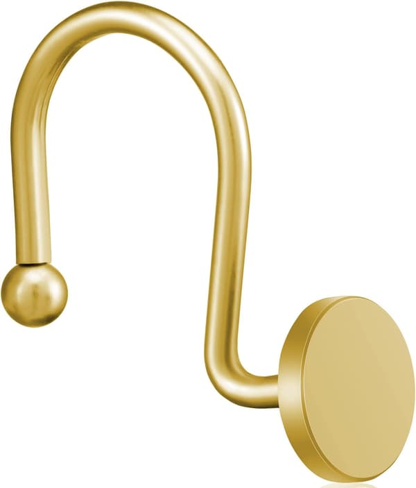 Set med 4 Guldfärgade Duschdraperikrokar, Rostfria Duschdraperiringar för Badrum, Metallduschkrokar för Duschdraperistång, Modern Dekorativ Dusch C