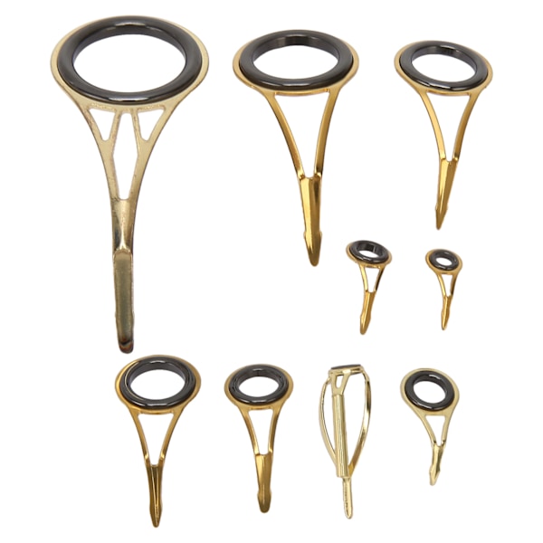 9PCS fiskestangspiss guide reparasjonssett rustfritt stål keramisk ring stangspiss guide erstatningssett