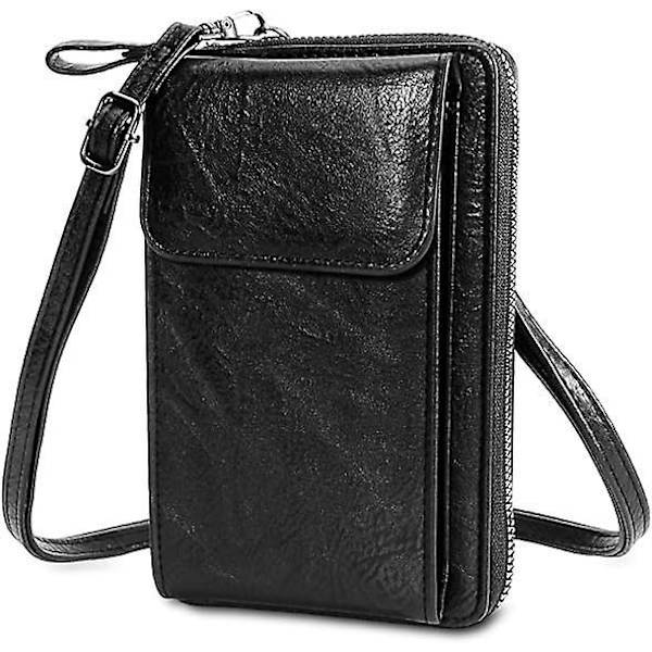 Naisten lompakko-olkalaukku, phone case naisille, sopii jopa 6,8 tuuman älypuhelimiin, pitkä säädettävä ja irrotettava olkahihna