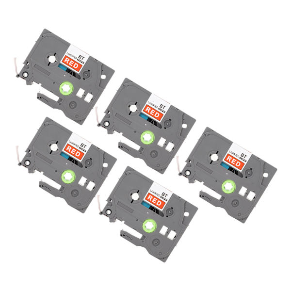5 stk Label Maker Tape 9mm Lamineret Vandtæt Farveægte Multi Purpose Labeler Tape til PT D210 PT D200 PT H110 PT D400 Rød På Hvid Bze 222