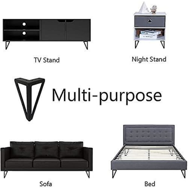 Metallmøbelben, 15 cm svarte bordben for TV-bord, salongbord, garderobeskap, sovesofa - sett med 4