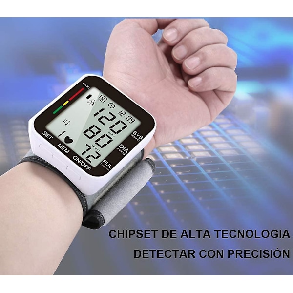 Armbandsblodtrycksmätare Digital med Stor LCD-Skärm Automatisk Detektion och Avvikande Värdevarning Svart