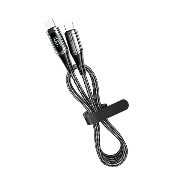 Hurtigopladende datakabel PD LED digitalt display USB-datalinje til bærbar computer tablet telefon 6,6 fod sort