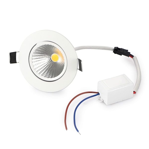 COB LED-downlight i aluminium för infälld montering, inomhusdekorationslampa, hålöppning 69 mm, 5 W, 110 V, kallvitt