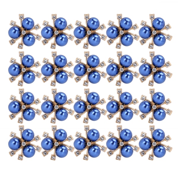 20 st pärlblommor strass DIY kläder manschett brosch mode smycken tillbehör blå