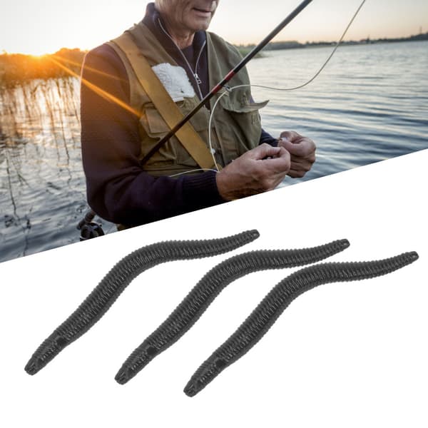 150 stk. 4 cm Silikone Sort Kunstig Orm Regnorm Bløde Fiskelokker Agn Fiskegrej Tilbehørssæt