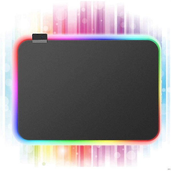 RGB Gaming Musemåtte med 11 Lysindstillinger (35 x 25 x 0,4 cm, Sort)