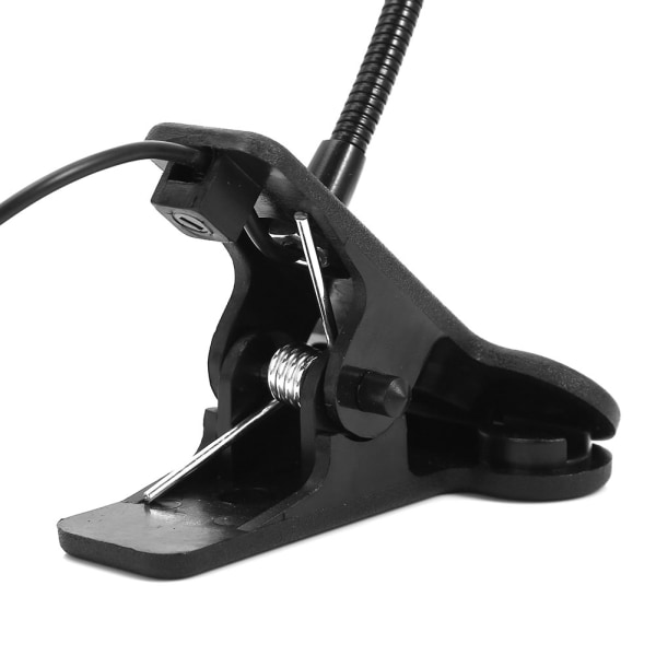 Fleksibel svanehals USB LED Læselys Bærbar Bordcomputer Clip Lampe Kold Hvid 1W Sort