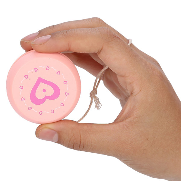 Sødt tegneseriemønster træ Yoyo Ball Legetøj tidligt uddannelseslegetøj til Kid Pink Heart Pink Heart
