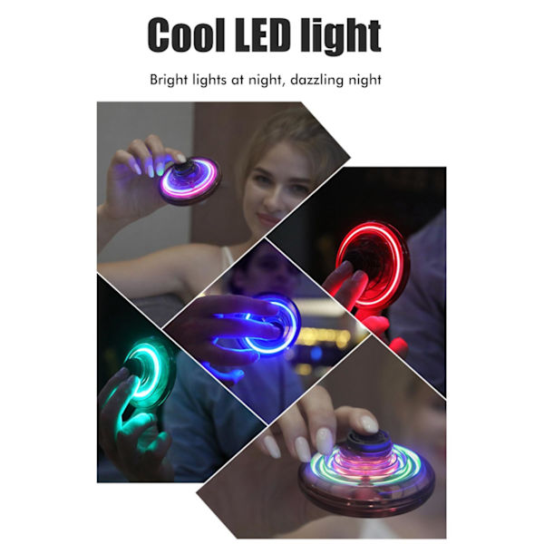 Mini Top Toy Hand Operated Drone med USB-laddning för barn Vuxna Gåvor Flygande Drone Leksaker med 360° roterande och lysande RGB LED-lampor