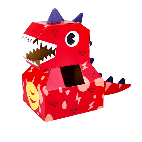 Papirdinosaurhode-kostymer leketøy DIY bærbare interaktive pappdinosaurhode-kostymer for barn Rose Red
