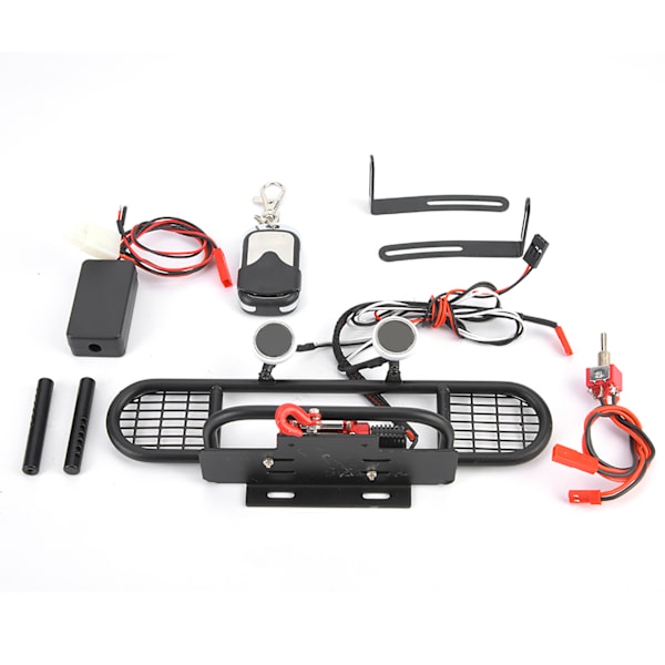 RC Front Bumper med 2 runde LED og Winch fjernkontroll for Traxxax TRX‑4 1/10 Crawler Car