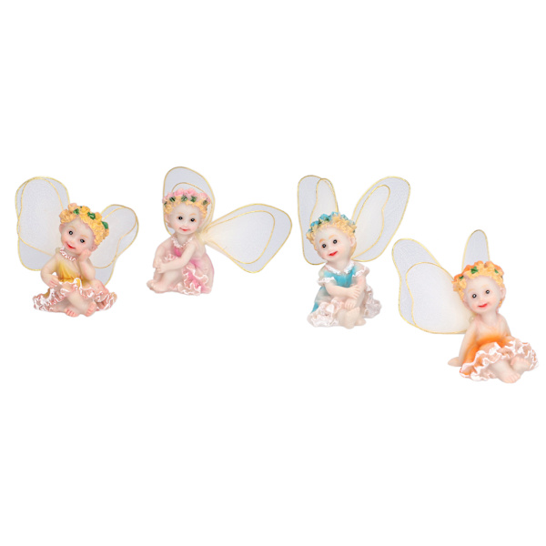 4 stk Blomsterfe Figuriner Hage Hjem Ornament Fe Figurer Harpiks Håndverk Bonsai Dekorasjon