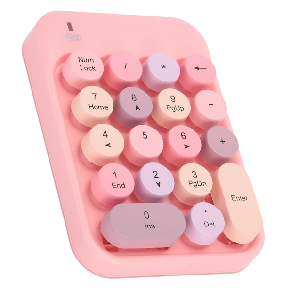 AJAZZ trådlöst numeriskt tangentbord Choklad Keycap för spelriktningsväxling AK18 2.4GPink