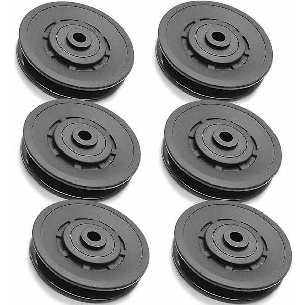 90mm Lager Nylon Viktlyftningshjul, Universellt Trissa Kabelhjul för Gymutrustning, Trissa Kullager Hushållsbruk för Garage Ladugårdsdörr 6 st