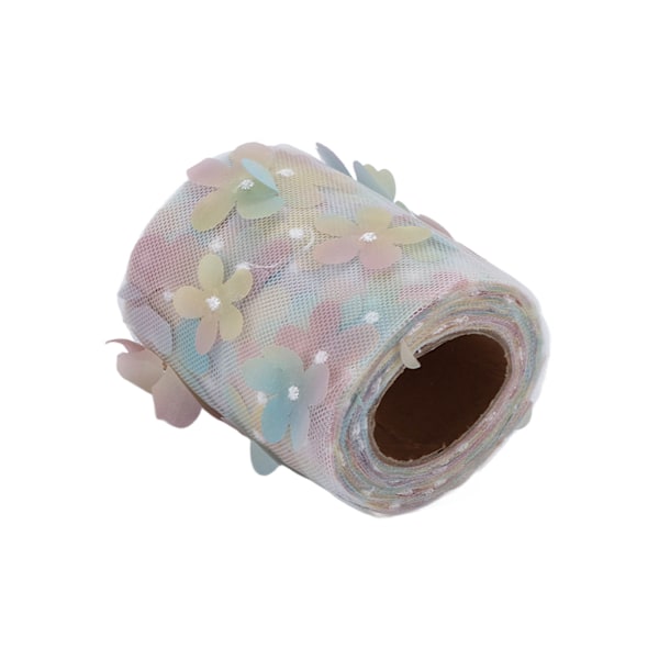 Tulle rulle färgglad gradient blomma rosett nät tyg rulle DIY material bandning gul