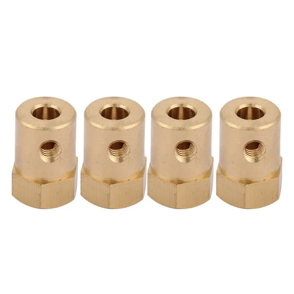 4 stk. Messing Forlenget Aksel Sekskantkobling Koblingsmotor Kobling (6mm)