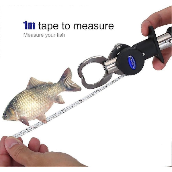 Fiskegripare Fisk Läppgrepp Fiskfångare Fiskhållare med 1M Måttband 15KG Våg Fis