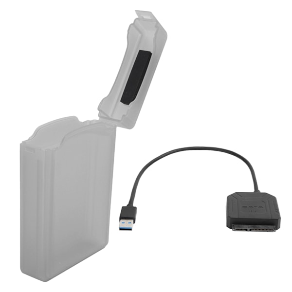 Harddiskadapterkabel HDD/SSD-omformerkabel med strømforsyning og boks EU-stik 100‑240V Grå