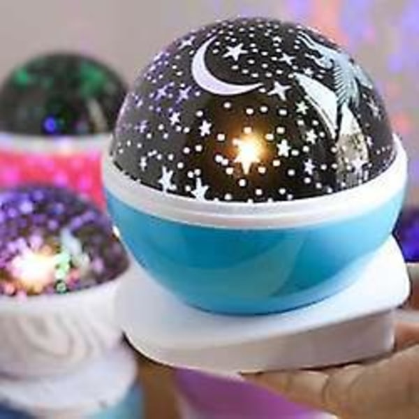 Baby Natlampe Projektor med Fjernbetjening og Timer - 360 Graders Rotation, Blå