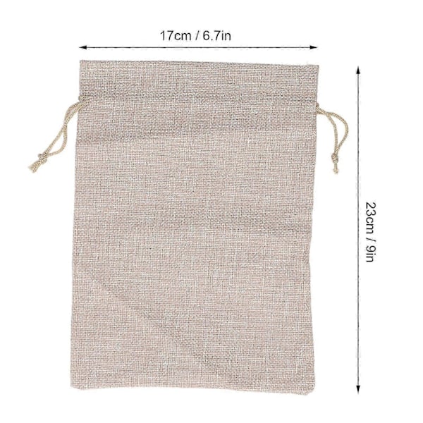 10 stk. bomulls- og linsstoffpose, liten oppbevaringspose med snøring, 22,9 x 17 cm, gjenbrukbar oppbevaringspose for brød og blomster