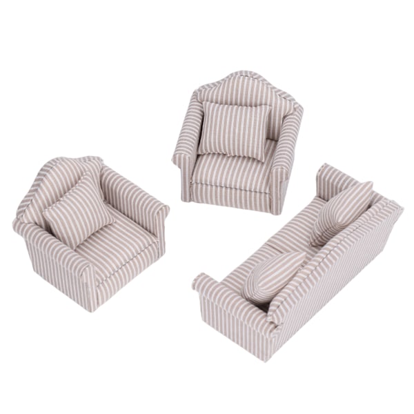 Miniatyr soffa set simulering mjuk dockhus soffa tillbehör med kuddar för 3 år gammal och äldre