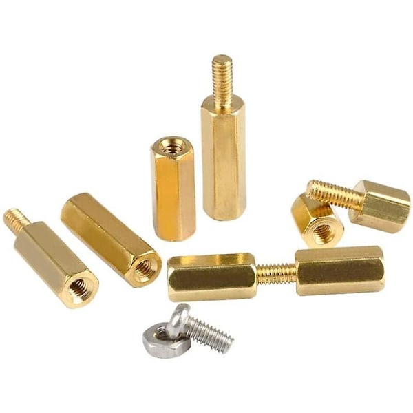 180 st M2.5 Hex Mässingsdistanser och Rostfritt Stål Kolumnmutter Sortiment, 6mm