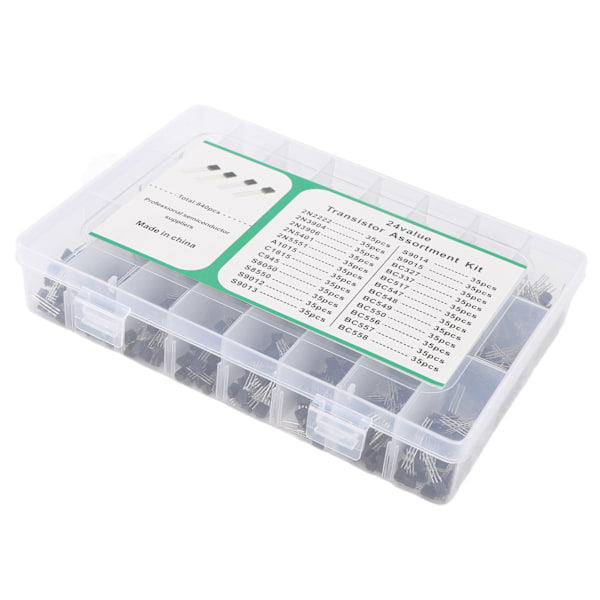 840 kpl BC337 BC549 A1015 Transistori Diodi Triodi 24 Arvoa NPN PNP Tehoyleiskäyttöinen Transistorivalikoima