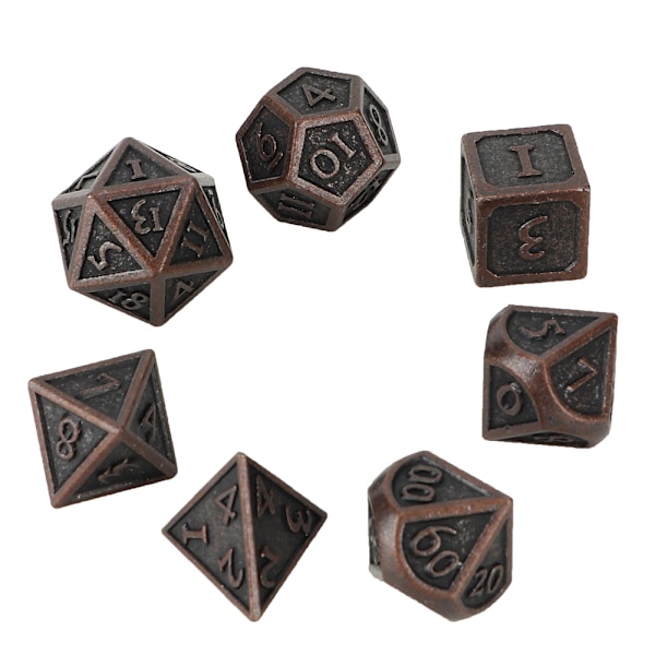 7 stk Metal Vintage Polyhedral Terninger Uregelmæssig Form Bordspil Terninger