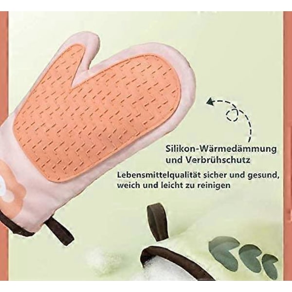 1 Par Förtjockade Värmebeständiga Ugnshandskar, Köksugnshandskar med Silikon Halkfri Design, Lämpliga för Matlagning, Bakning, Grillning, 17,5 x 27,5 cm