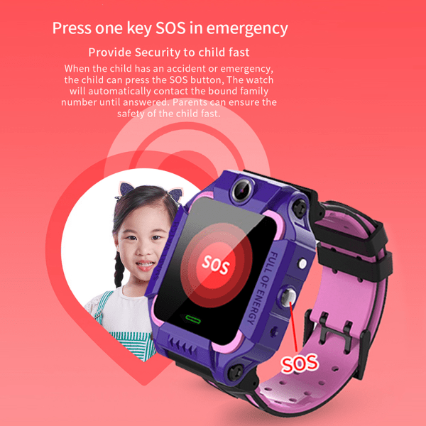 Q19 Børne Smart Phone Ur Vandtæt Plug In Card Kamera Positioneringsarmbånd (violet)