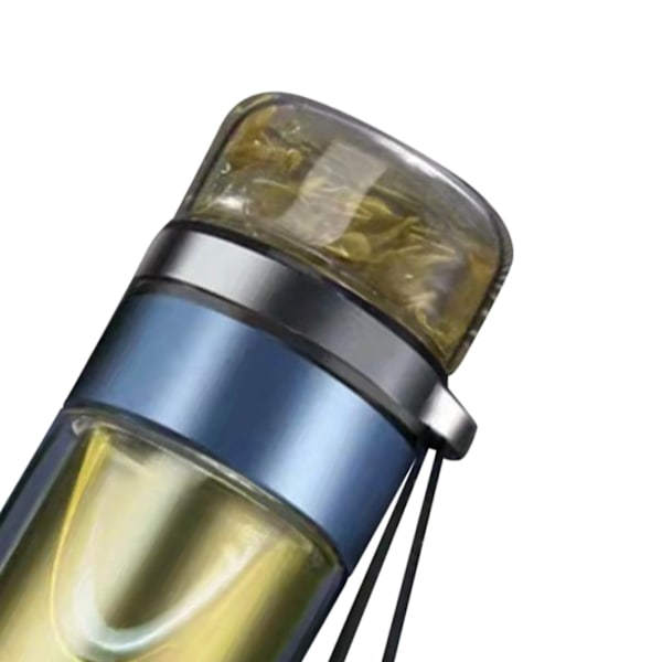 Glas transparent te flaska bärbar te vatten flaska te och vatten separation flaska blå