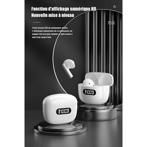 Trådlösa Bluetooth-hörlurar, IPX7 Vattentäta, Bluetooth 5.2 Hörlurar, Touchkontroll, Inbyggda Mikrofoner, 30 Timmars Speltid, för iOS och Android Pho