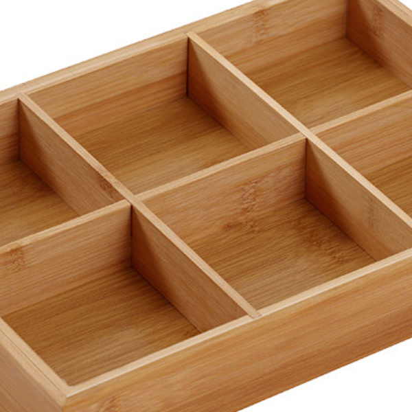 Uppdelad träbricka med flera fack Serveringsbricka för restauranger med varm gryta Sushibricka 6 fack